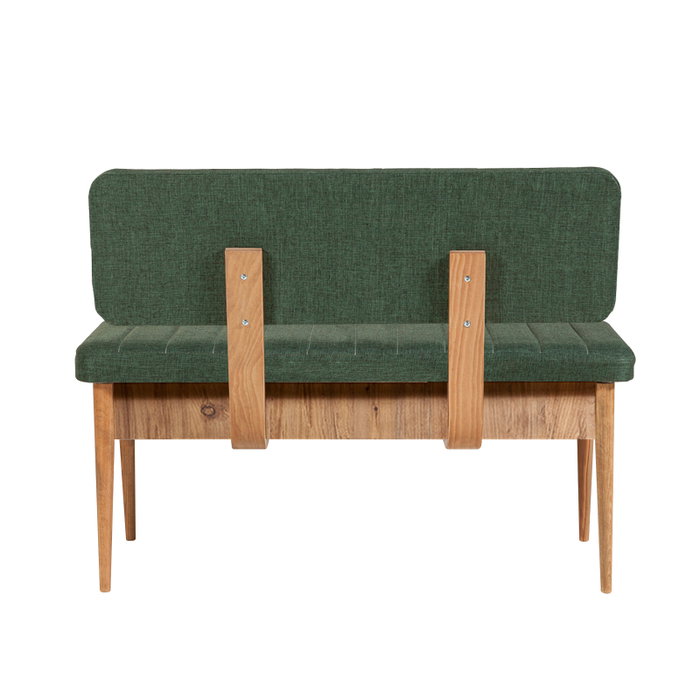 Hanah Home Banco Vina Bank Green, Atlantic - Banco moderno con almacenamiento, Pino Atlantico y Verde, 110x85x40 cm, Tablero melamina y Lino